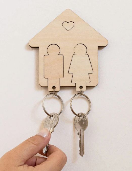 Wooden Couple Keychains For Him And Her